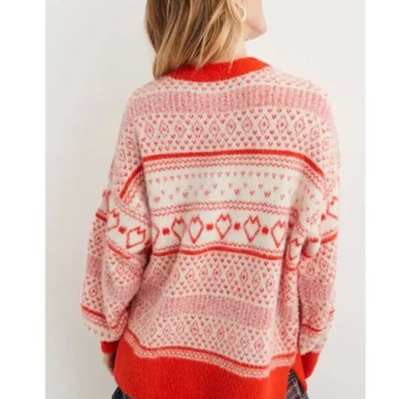 NWOT Aerie Flurry Oversized Crew Sweater in sunburst Cool Vibes Large - Picture 4 of 11